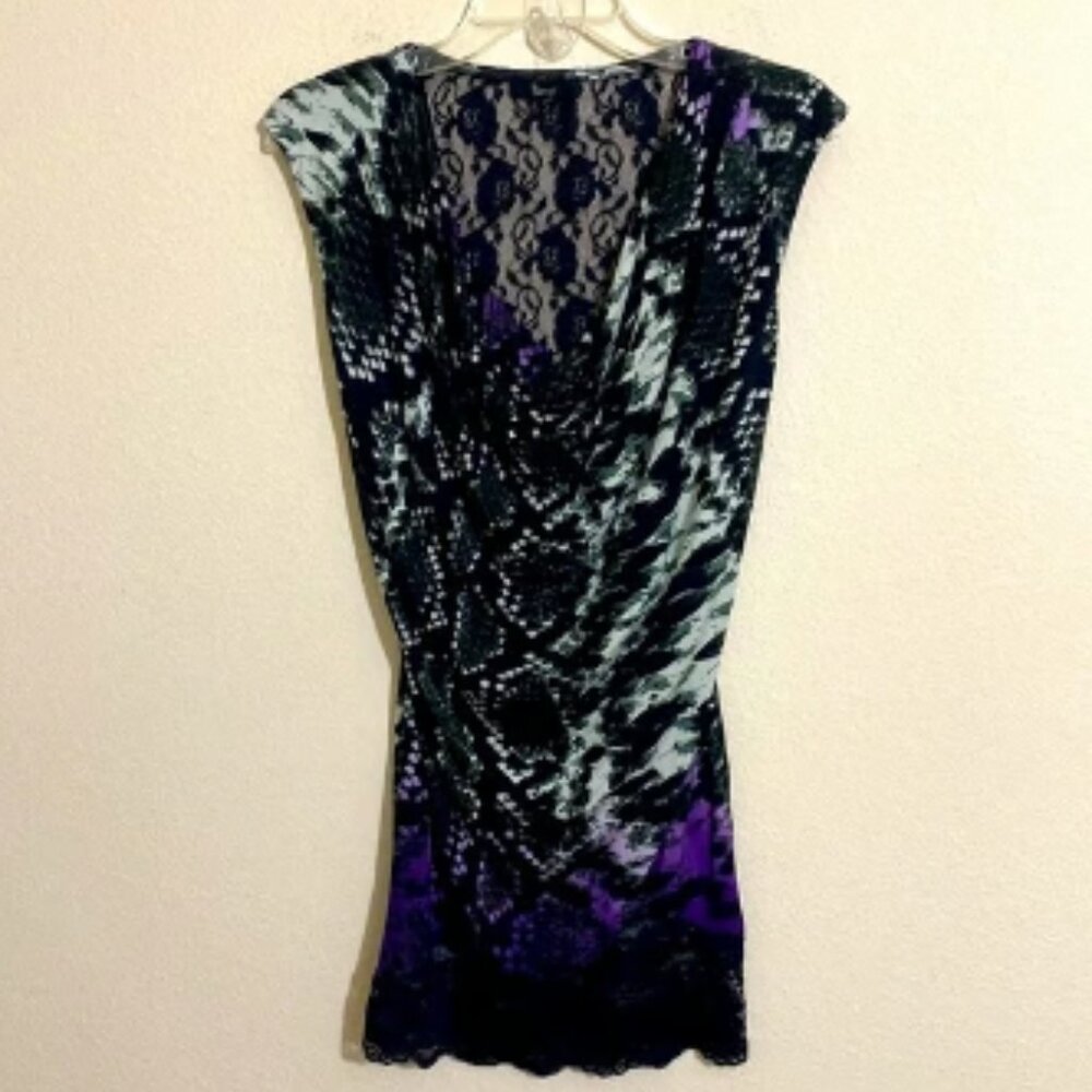 NWOT SKY Celeb Style Mini Dress w Black Lace Trim Accent Women's Size XS